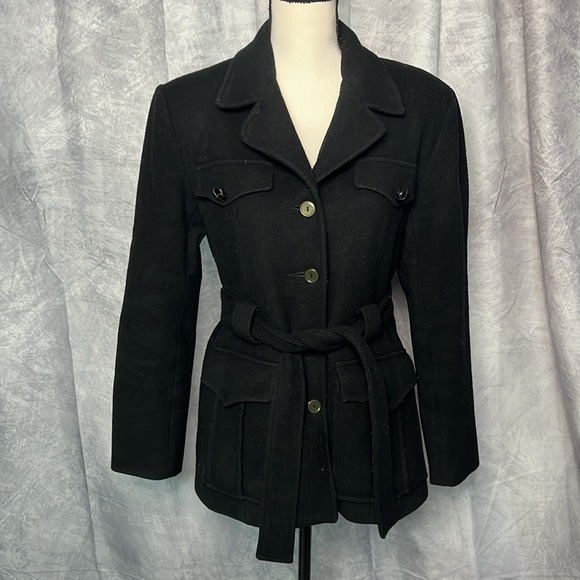 Jonathan Michael Jackets & Blazers - Jonathan Michael Vintage Black Wool/Nylon Belted Trench - Small